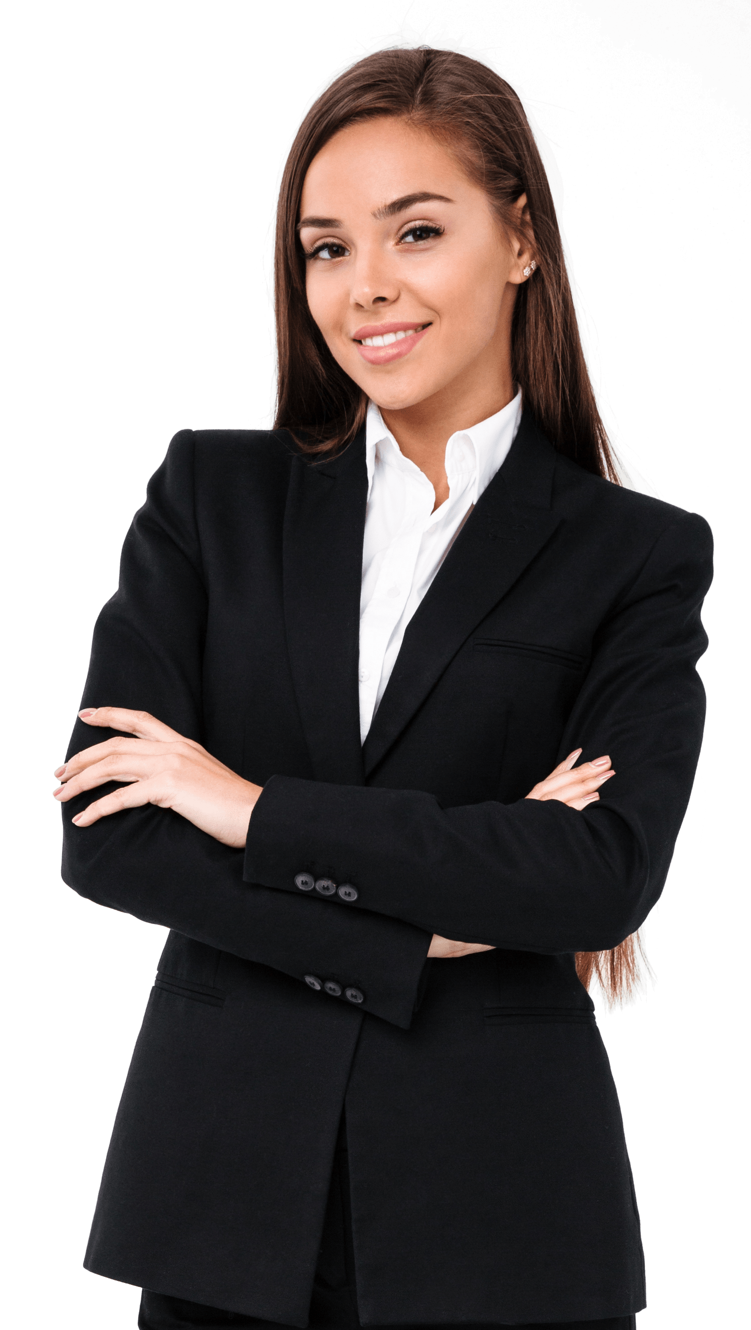 woman real estate agent in black suit
