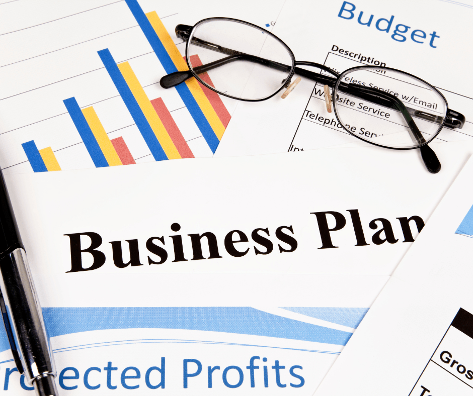 business plan graphic with documents