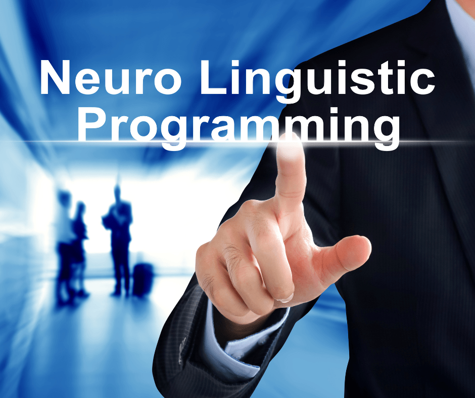 Businessman pointing at Neuro Linguistic Programming graphic